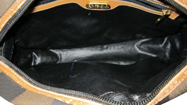 Fendi Shoulder  Checkered Black and Brown Canvas Leather Cross Body Bag 