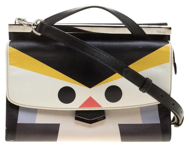 Fendi Shoulder Bag Textured Mini Demi Jour Penguin Black Leather Clutch 