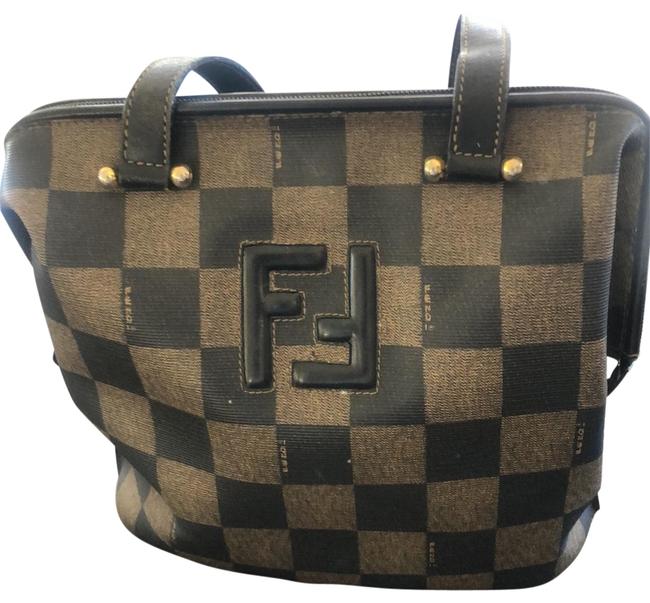 Fendi Shoulder Black and Brown Leather Hobo Bag 