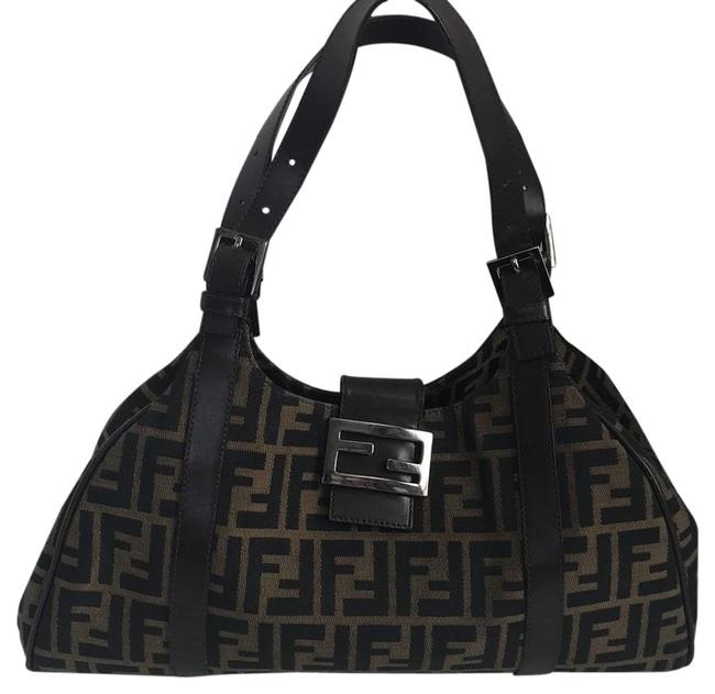 Fendi Shoulder Bag Brown Canvas Satchel 