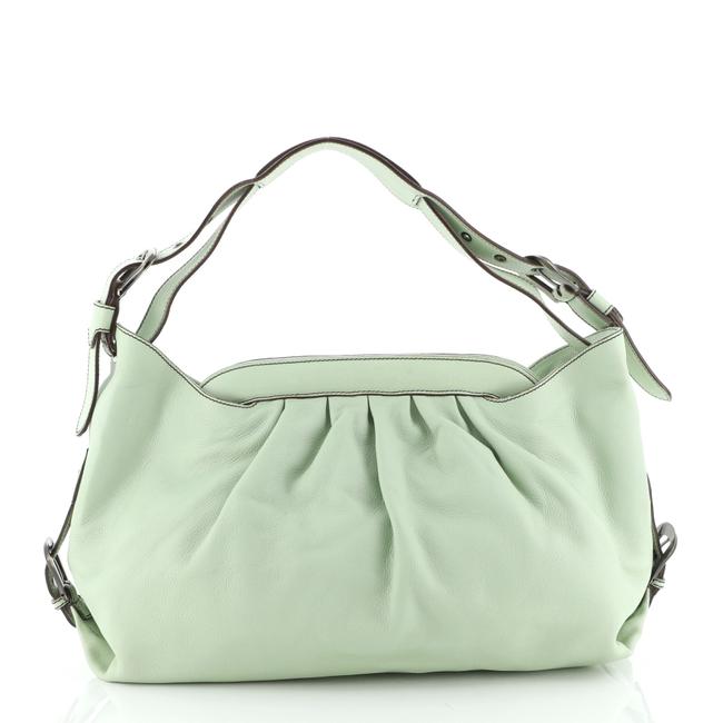 Fendi Shoulder Doctor B. Frame Green Leather Hobo Bag 