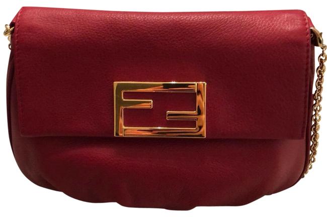 Fendi Shoulder Fendista Pouchette Red Cross Body Bag 