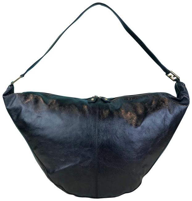 Fendi Shoulder Ff Logo Sale Black Patent Leather Hobo Bag 