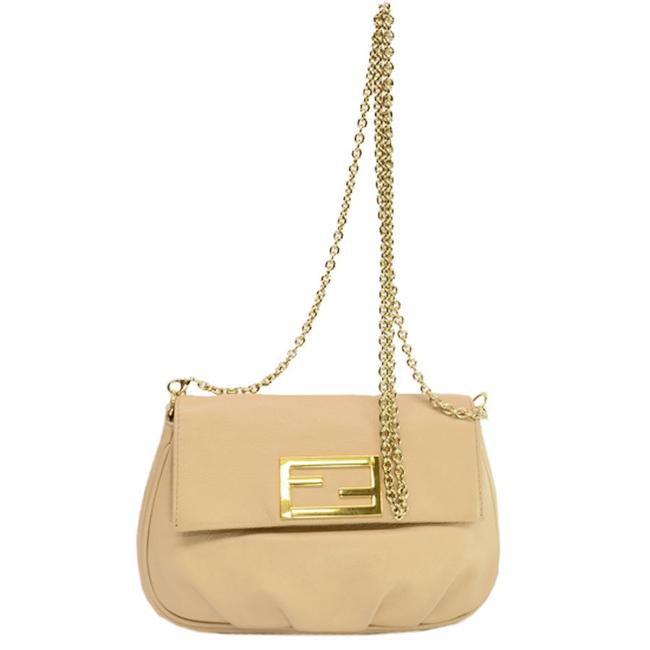 Fendi Shoulder Ladies 8m0276 ang Beige Gold Leather Clutch 