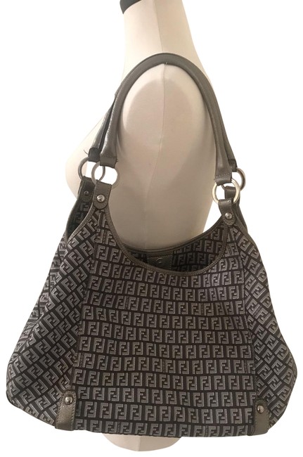 Fendi Shoulder Silver Grey Hobo Bag 