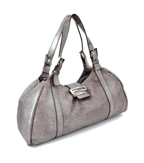 Fendi Shoulder Silver Metallic Leather Hobo Bag 