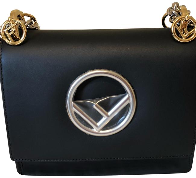 Fendi Shoulder Small Kan I Black Leather Cross Body Bag 