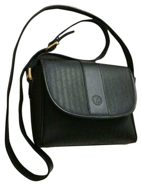 Fendi Signature Regimental Stripe Beauty Black Cross Body Bag 