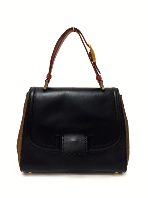Fendi Silvana Black Leather Satchel 