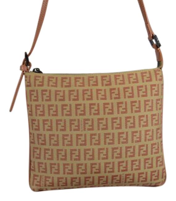 Fendi Small BeigeBrown Zucca BeigeBrown CanvasLeather Cross Body Bag 