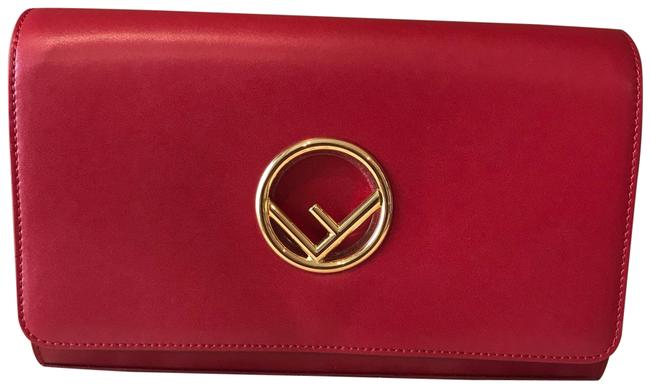 Fendi Chain Small Red Leather Cross Body Bag 