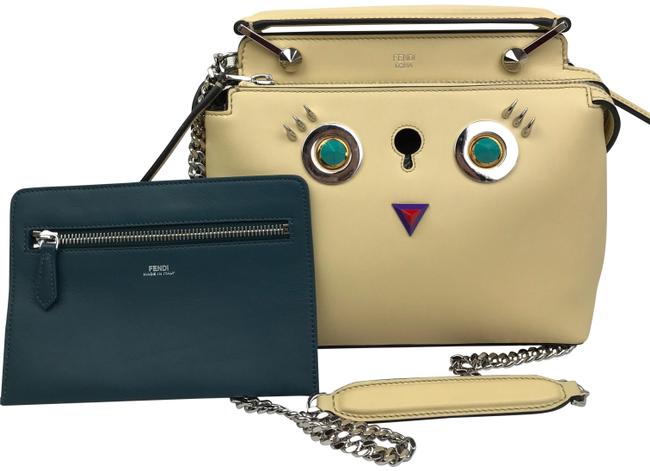 Fendi Small Eyes Dotcom Click 28394 Yellow Leather Satchel 