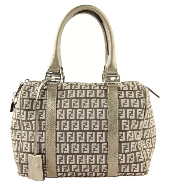 Fendi Small Forever Bauletto Zucchino Brown Canvas Satchel 