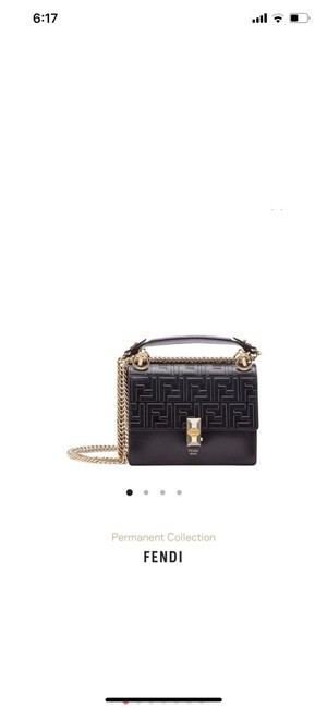 Fendi Small Kan I Black Lambskin Leather Cross Body Bag 