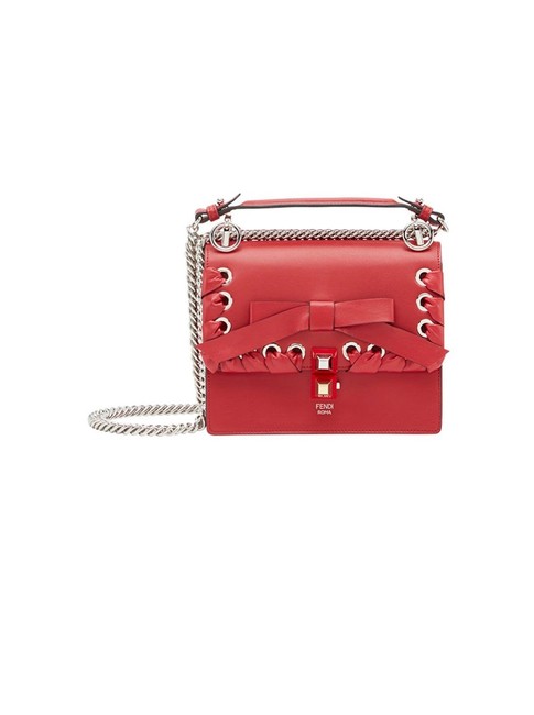 Fendi Small Kan I Red Leather Cross Body Bag 