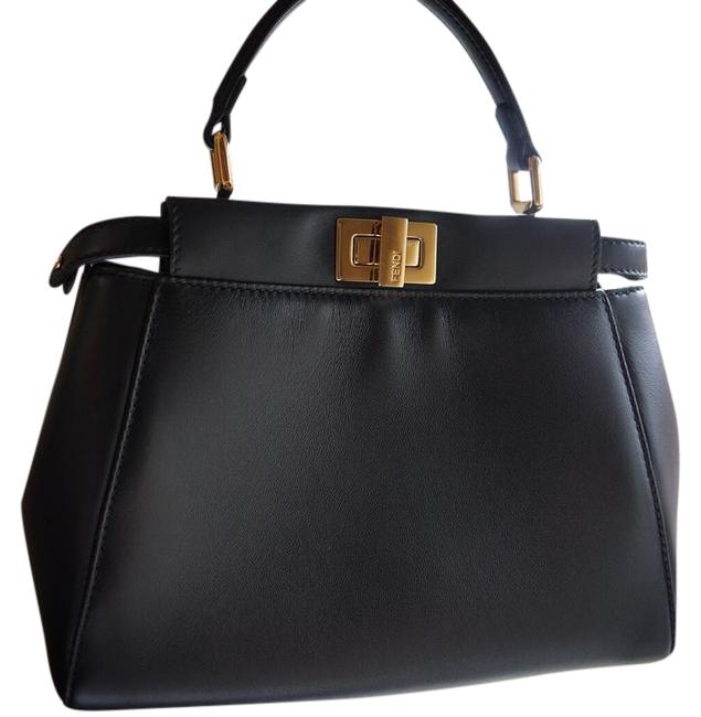 Fendi Small Peekaboo Black Leather Cross Body Bag 