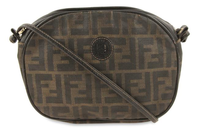 Fendi Small Round Zucca Brown Coated Canvas Cross Body Bag 