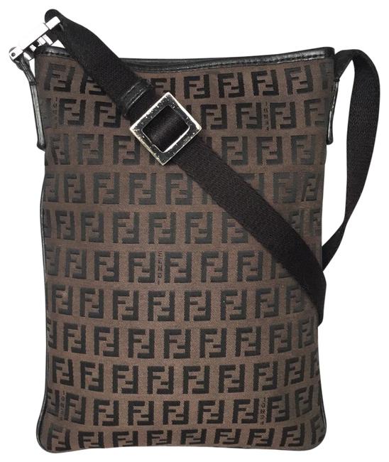 Fendi Small Shoulder Black Brown Monogram Canvas Cross Body Bag 