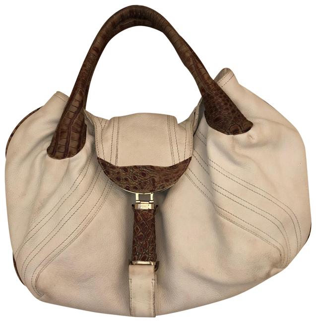 Fendi Small Spy Zucca  Lamb  Calf White Satchel 