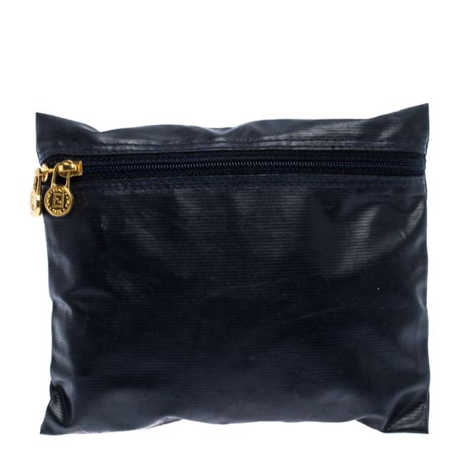 Fendi Small Zip Pouch Navy Blue Coated Fabric Clutch 