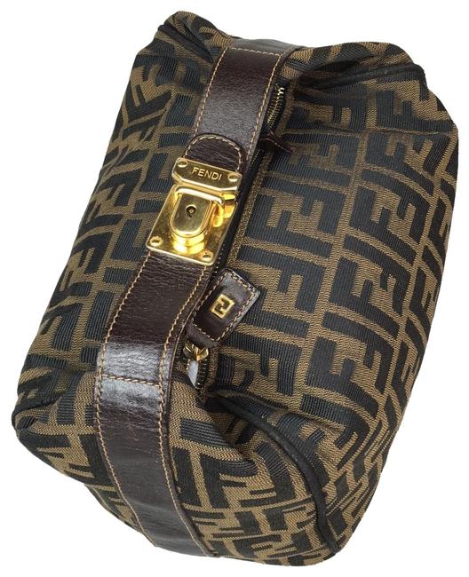 Fendi Small Zucca Brown Canvas Clutch 