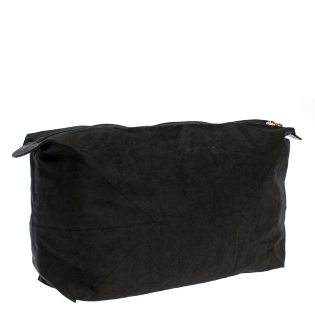 Fendi Soft Top Zip Pouch Black Fabric Clutch 