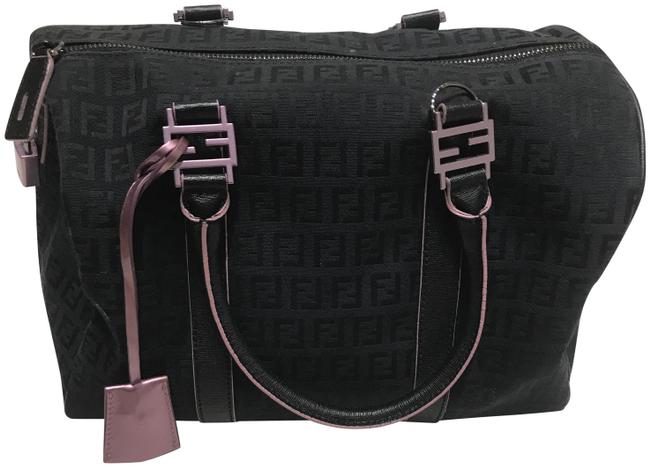 Fendi Speedy Black and Pink Fabric Satchel 