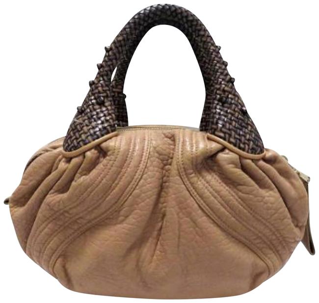 Fendi Spy 228080 Nude Leather Hobo Bag 