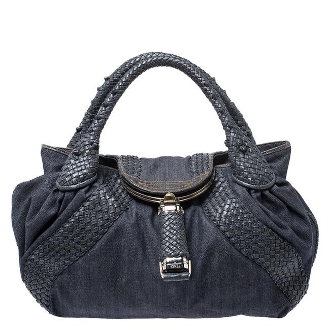 Fendi Spy Blue Denim and Leather Hobo Bag 