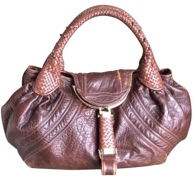Fendi Spy Handbag Brown Leather Hobo Bag 
