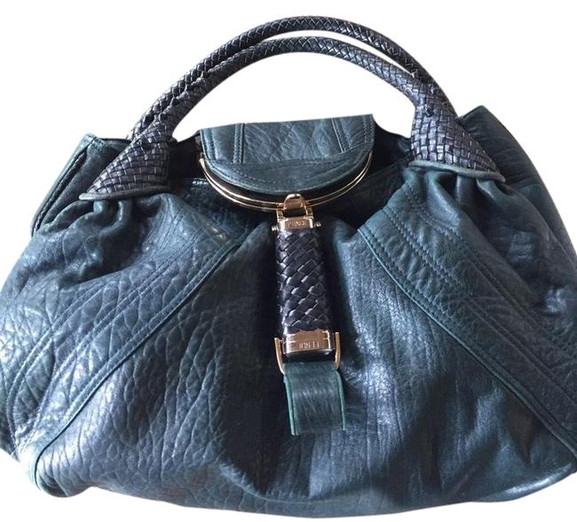 Fendi Spy In Petrol Petrol teal Green Leather Hobo Bag 