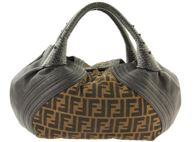 Fendi Spy Tobacco Zucca Brown Canvas Satchel 