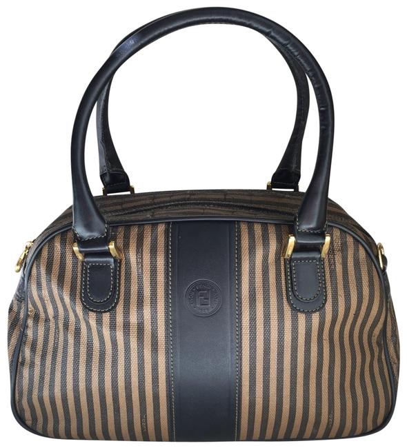 Fendi Striped Vintage Purse Brown Satchel 