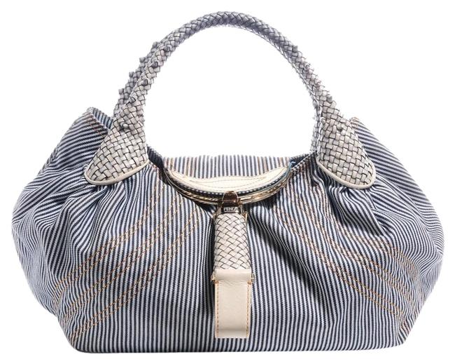 Fendi Stripped Spy Denim Satchel 