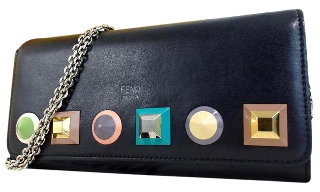Fendi Studded Wallet On A Chain Multicolor Leather Cross Body Bag 
