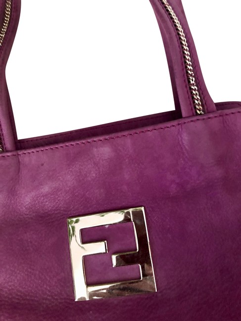 Fendi Suede Chains Fuchsia Calfskin Leather Hobo Bag 