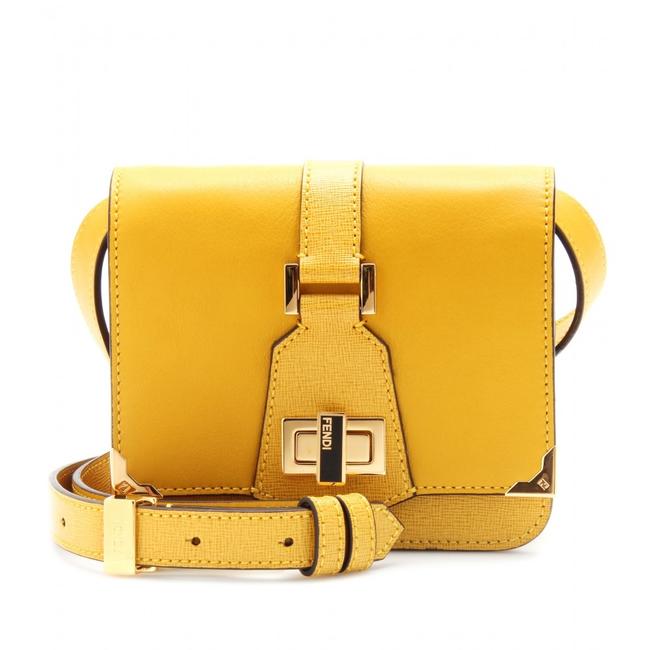 Fendi Shoulder Bag Tevere Mini Yellow Leather Clutch 