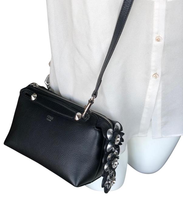 Fendi By The Way Mini Flower Tail Black Calfskin Leather Cross Body Bag 