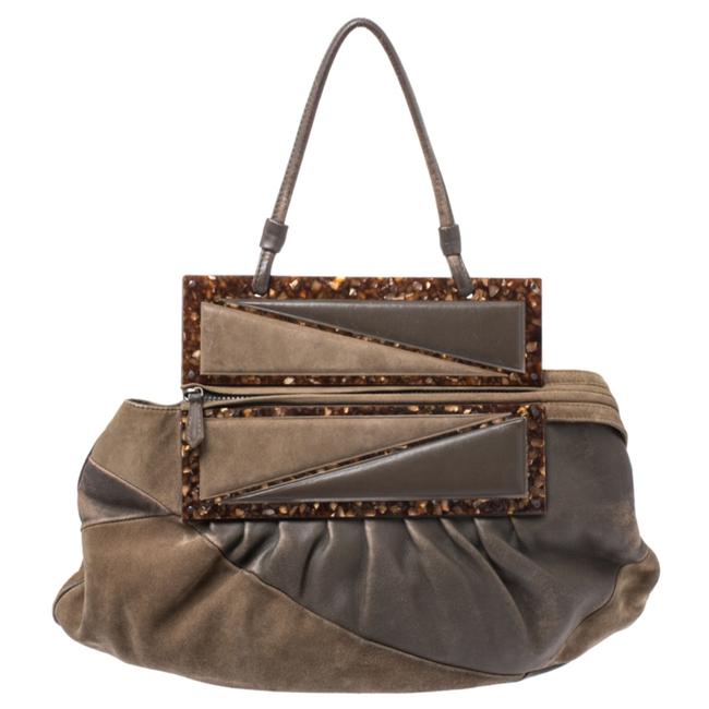 Fendi To You Brown Suede and Leather Clutch 