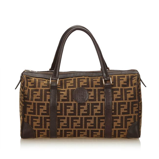 Fendi Tobacco Zucca Boston Brown Canvas Satchel 