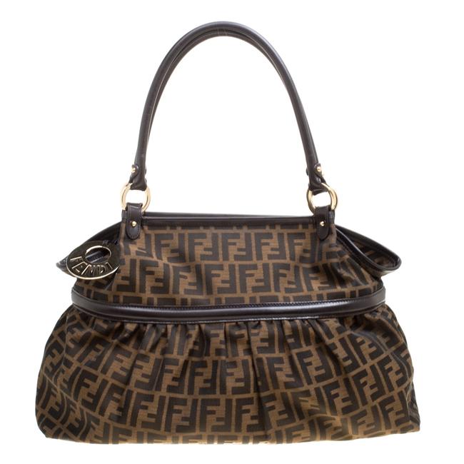 Fendi Tobacco Zucca Giant Chef Brown Canvas Hobo Bag 
