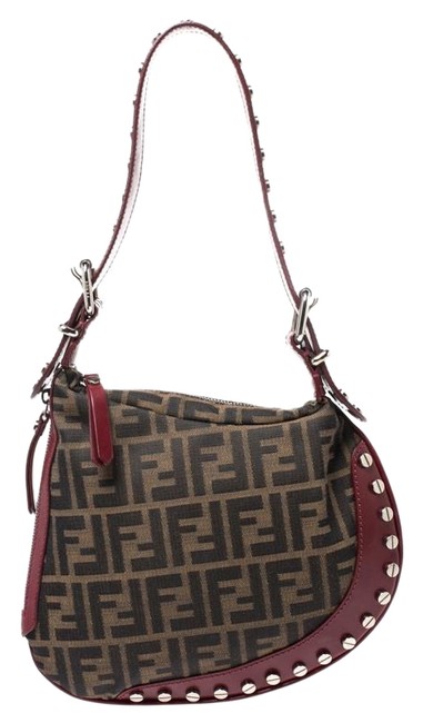 Fendi Tobacco Zucca Small Oyster Brown Canvas and Leather Hobo Bag 