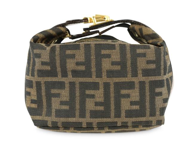 Fendi Tobacco Zucca Vanity Brown Canvas Clutch 