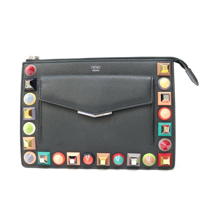 Fendi Toojour Studs Ladies& Men Black Clutch 