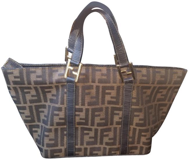 Fendi Tote Tobacco Canvas Satchel 