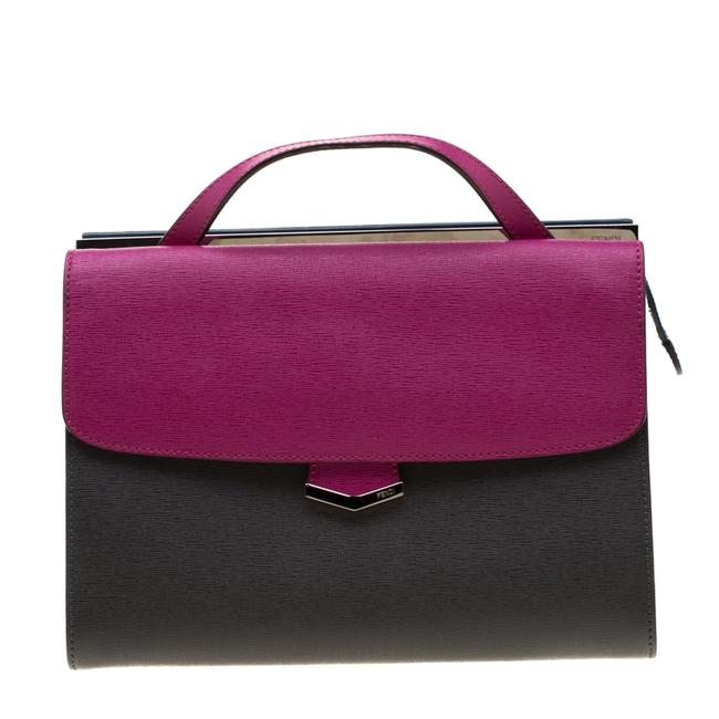 Fendi Tri Color Textured Small Demi Jour Tote Multicolor Leather Clutch 