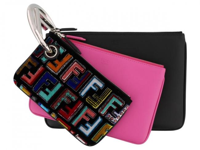 Fendi Triplette Three Piece 8bs001 Pink Leather Clutch 