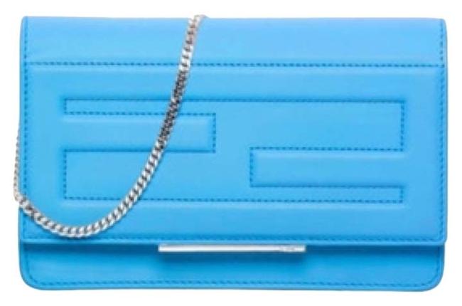 Fendi Wallet on Chain Tube Turquoise Leather Cross Body Bag 