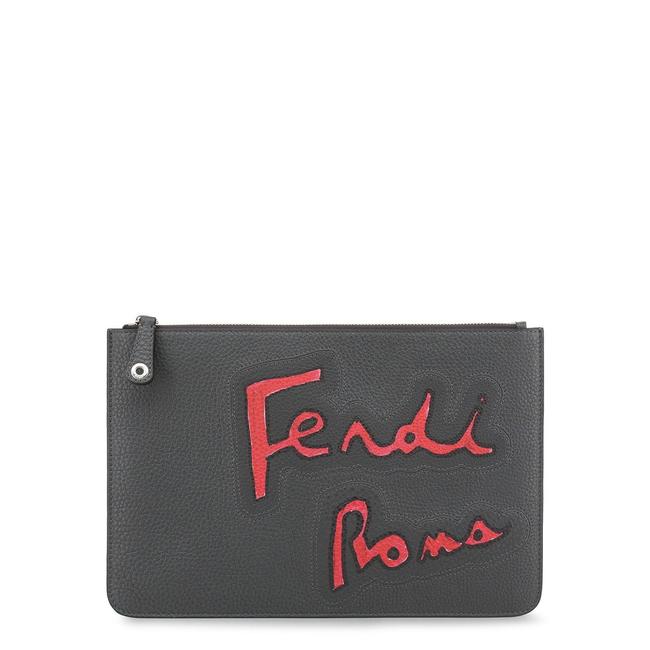 Fendi Unisex Roma Black Leather Clutch 