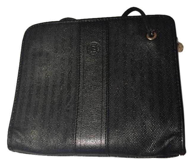 Fendi Messenger Vintage 80&s Messanger Black Leather Cross Body Bag 